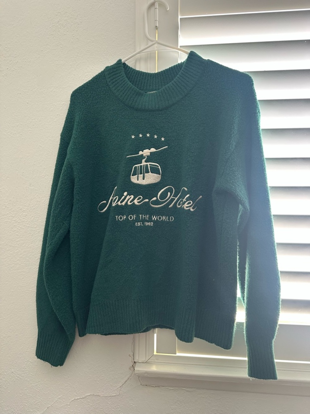 Target Dark Green Crewneck Sweater with White Ski Lift Graphic
